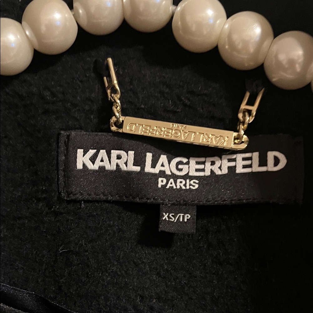 Karl Lagerfeld Black Trench Coat - Picture 3 of 4